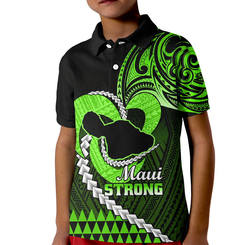 Personalised Hawaii Kid Polo Shirt Maui Be Strong Kakau Green Version LT01 Kid Green - Polynesian Pride