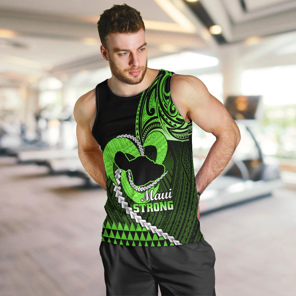 Personalised Hawaii Men Tank Top Maui Be Strong Kakau Green Version LT01 - Polynesian Pride