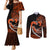 Personalised Hawaii Couples Matching Mermaid Dress and Long Sleeve Button Shirts Maui Be Strong Kakau Orange Version LT01 Orange - Polynesian Pride