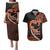 Personalised Hawaii Couples Matching Puletasi Dress and Hawaiian Shirt Maui Be Strong Kakau Orange Version LT01 Orange - Polynesian Pride
