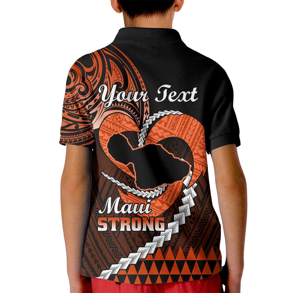 Personalised Hawaii Kid Polo Shirt Maui Be Strong Kakau Orange Version LT01 - Polynesian Pride