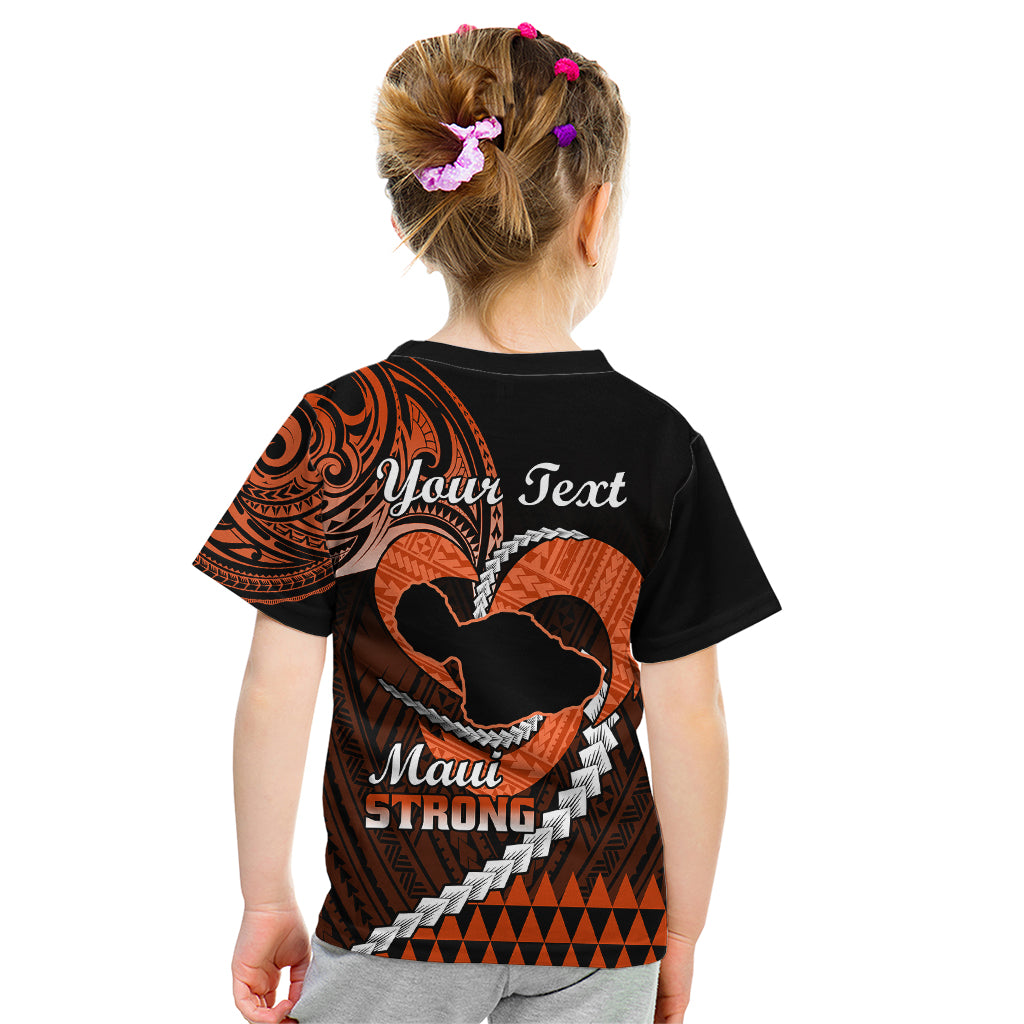 Personalised Hawaii Kid T Shirt Maui Be Strong Kakau Orange Version LT01 - Polynesian Pride