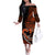 Personalised Hawaii Off The Shoulder Long Sleeve Dress Maui Be Strong Kakau Orange Version LT01 Women Orange - Polynesian Pride