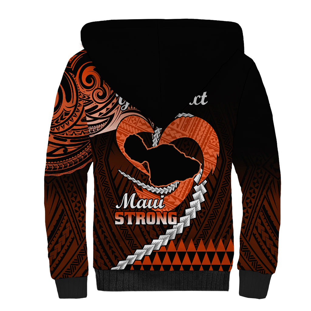 Personalised Hawaii Sherpa Hoodie Maui Be Strong Kakau Orange Version LT01 - Polynesian Pride