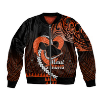 Personalised Hawaii Sleeve Zip Bomber Jacket Maui Be Strong Kakau Orange Version LT01 Unisex Orange - Polynesian Pride