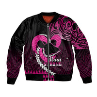 Personalised Hawaii Bomber Jacket Maui Be Strong Kakau Pink Version LT01 Unisex Pink - Polynesian Pride