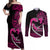 Personalised Hawaii Couples Matching Off Shoulder Maxi Dress and Long Sleeve Button Shirts Maui Be Strong Kakau Pink Version LT01 Pink - Polynesian Pride