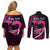 Personalised Hawaii Couples Matching Off Shoulder Short Dress and Long Sleeve Button Shirts Maui Be Strong Kakau Pink Version LT01 - Polynesian Pride