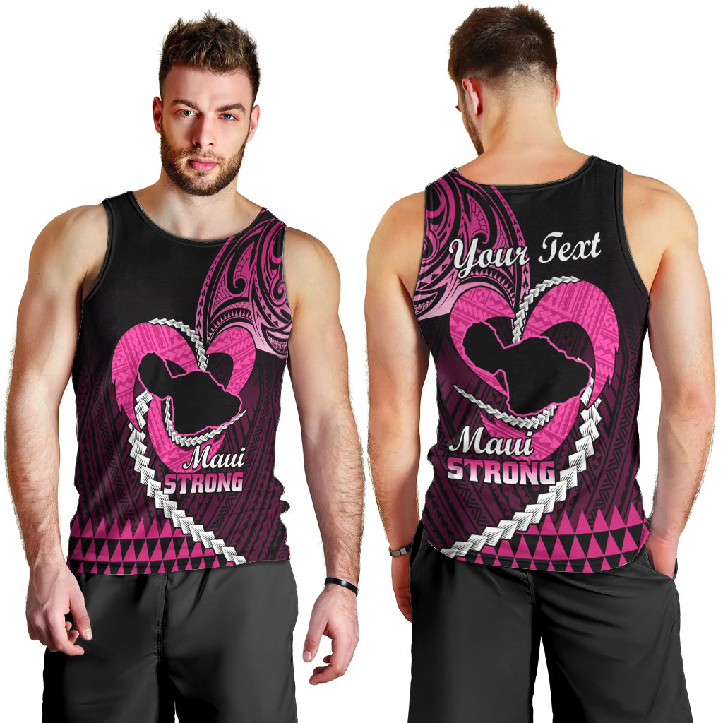 Personalised Hawaii Men Tank Top Maui Be Strong Kakau Pink Version LT01 - Polynesian Pride