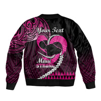 Personalised Hawaii Sleeve Zip Bomber Jacket Maui Be Strong Kakau Pink Version LT01 - Polynesian Pride