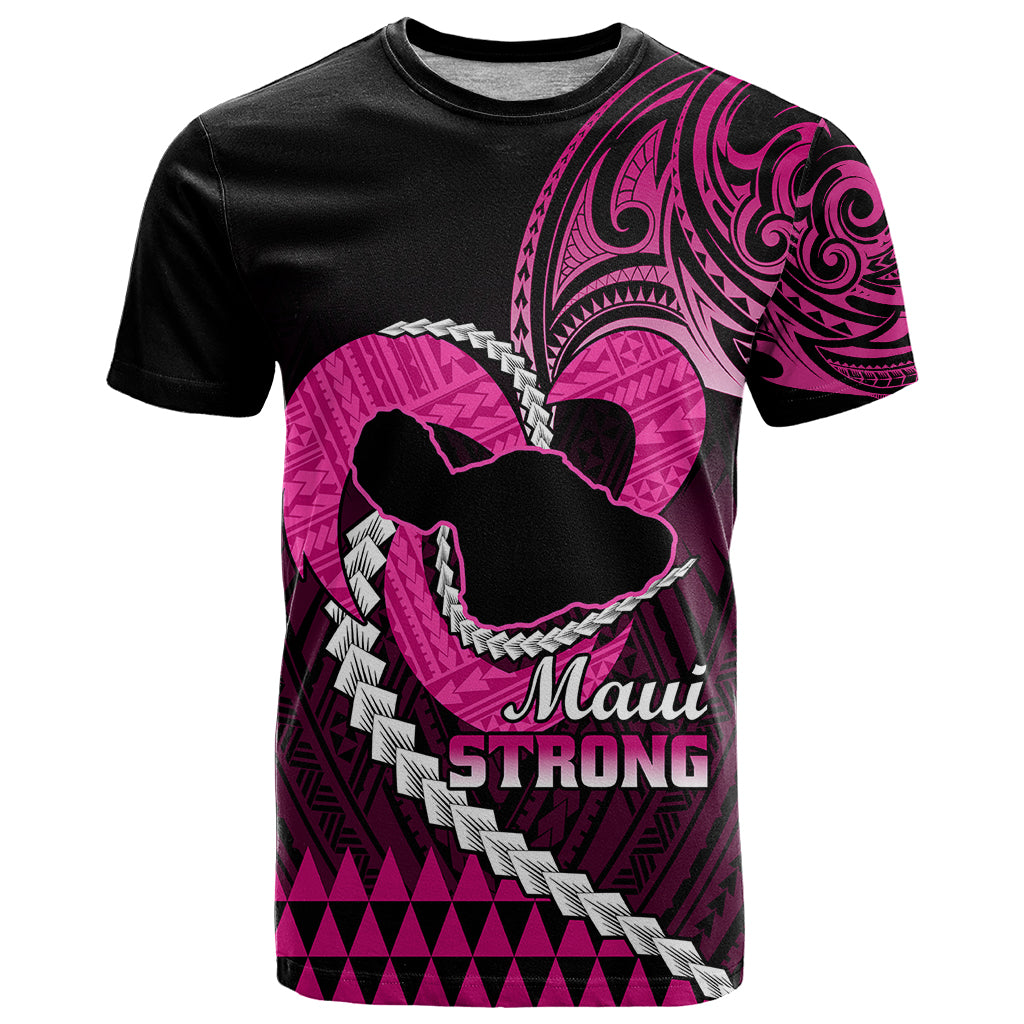Personalised Hawaii T Shirt Maui Be Strong Kakau Pink Version LT01 Pink - Polynesian Pride