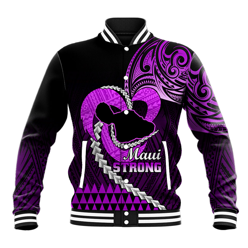 Personalised Hawaii Baseball Jacket Maui Be Strong Kakau Purple Version LT01 Unisex Purple - Polynesian Pride