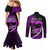 Personalised Hawaii Couples Matching Mermaid Dress and Long Sleeve Button Shirts Maui Be Strong Kakau Purple Version LT01 - Polynesian Pride