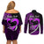 Personalised Hawaii Couples Matching Off Shoulder Short Dress and Long Sleeve Button Shirts Maui Be Strong Kakau Purple Version LT01 - Polynesian Pride