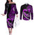 Personalised Hawaii Couples Matching Off The Shoulder Long Sleeve Dress and Long Sleeve Button Shirts Maui Be Strong Kakau Purple Version LT01 Purple - Polynesian Pride