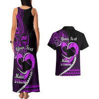Personalised Hawaii Couples Matching Tank Maxi Dress and Hawaiian Shirt Maui Be Strong Kakau Purple Version LT01 - Polynesian Pride