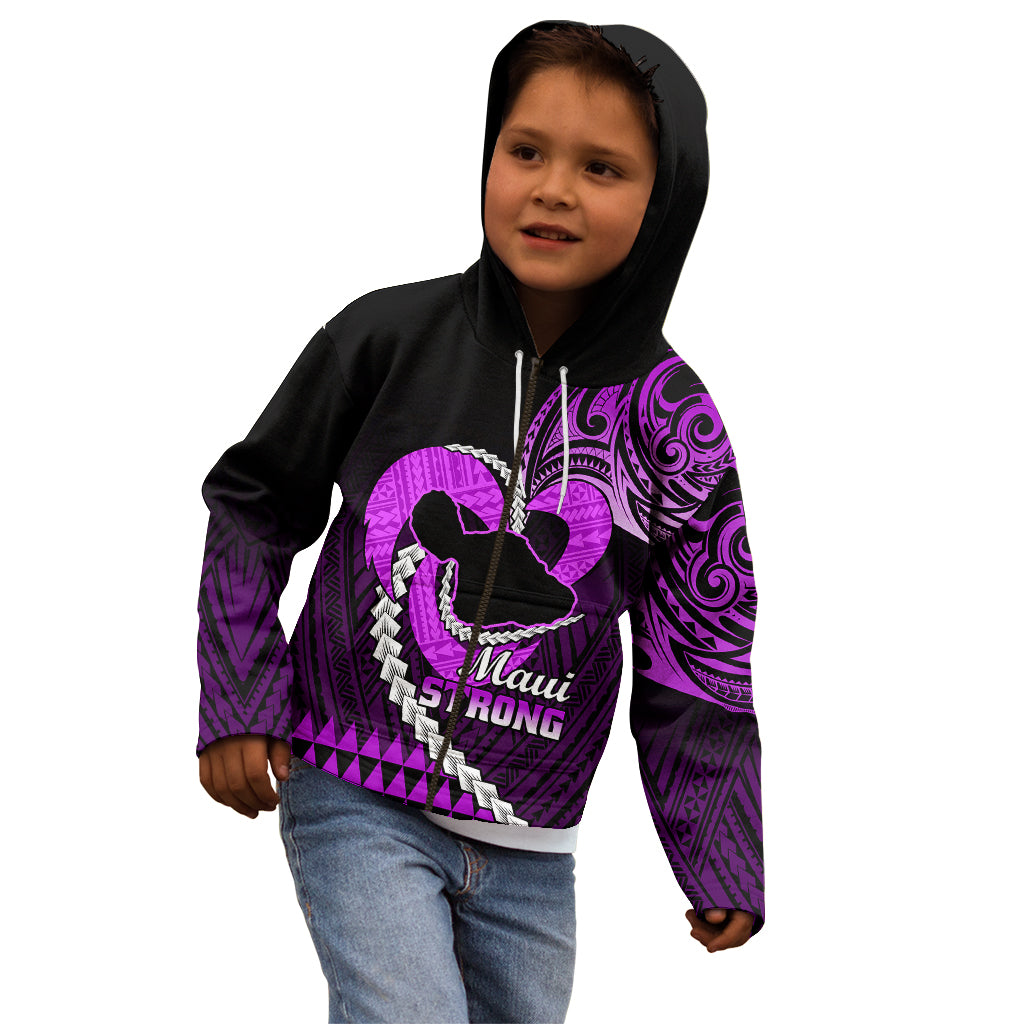 Personalised Hawaii Kid Hoodie Maui Be Strong Kakau Purple Version LT01 - Polynesian Pride
