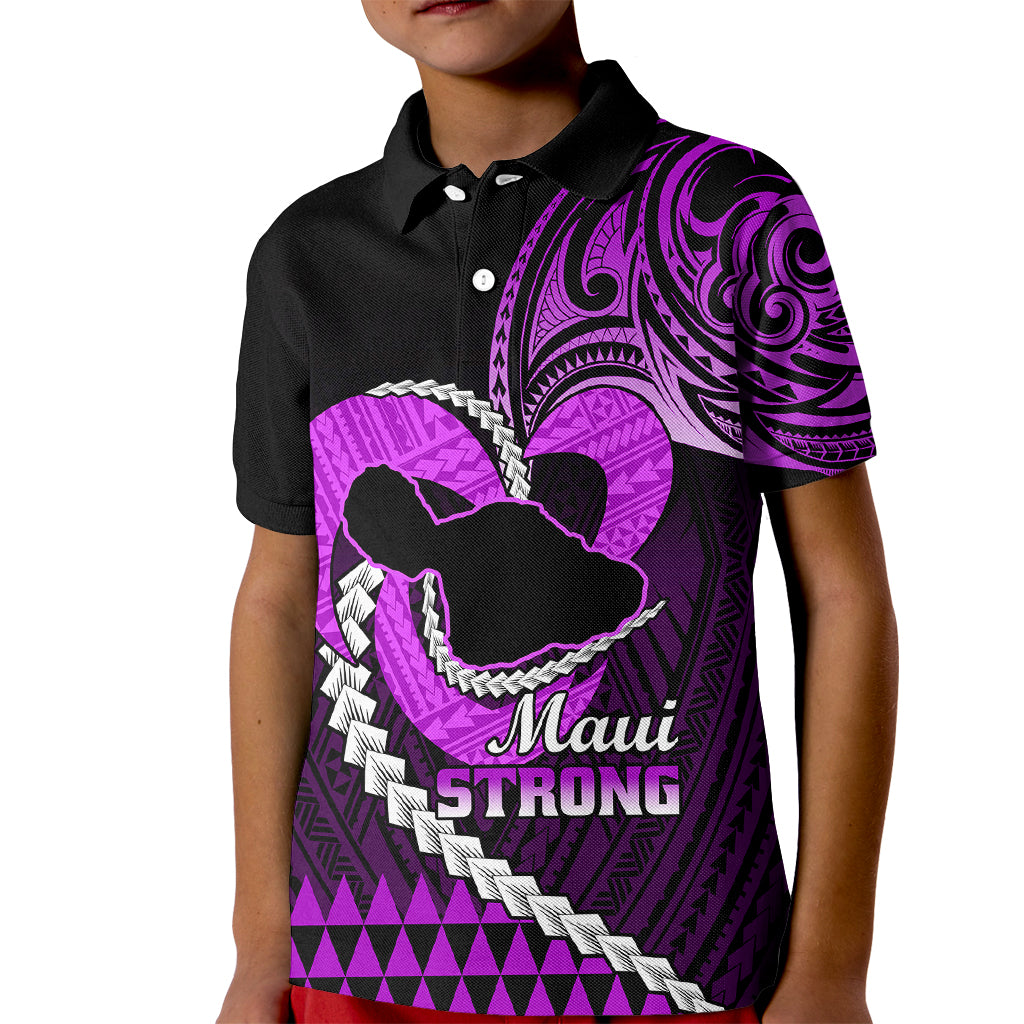 Personalised Hawaii Kid Polo Shirt Maui Be Strong Kakau Purple Version LT01 Kid Purple - Polynesian Pride