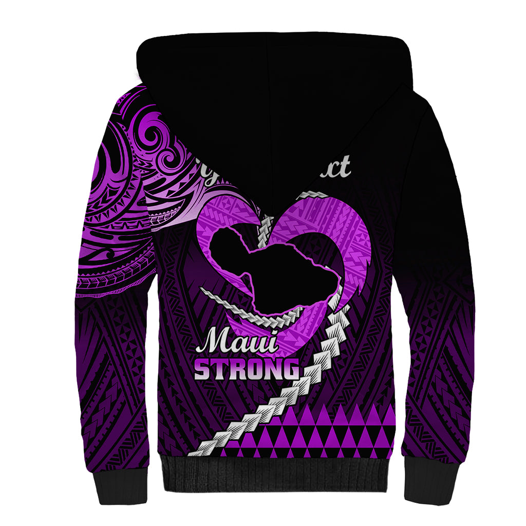 Personalised Hawaii Sherpa Hoodie Maui Be Strong Kakau Purple Version LT01 - Polynesian Pride
