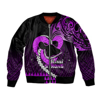 Personalised Hawaii Sleeve Zip Bomber Jacket Maui Be Strong Kakau Purple Version LT01 Unisex Purple - Polynesian Pride