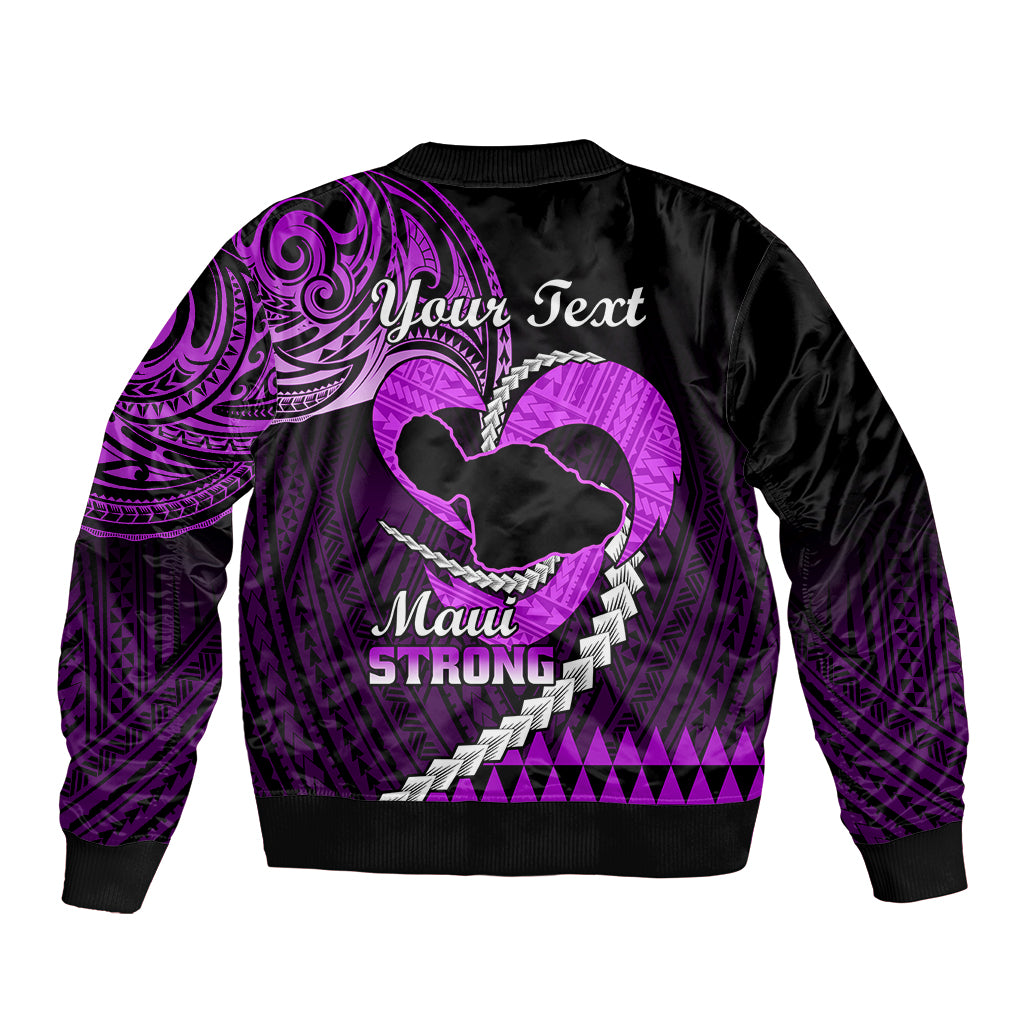 Personalised Hawaii Sleeve Zip Bomber Jacket Maui Be Strong Kakau Purple Version LT01 - Polynesian Pride