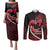 Personalised Hawaii Couples Matching Puletasi Dress and Long Sleeve Button Shirts Maui Be Strong Kakau Red Version LT01 Red - Polynesian Pride