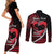 Personalised Hawaii Couples Matching Short Sleeve Bodycon Dress and Long Sleeve Button Shirts Maui Be Strong Kakau Red Version LT01 - Polynesian Pride