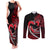 Personalised Hawaii Couples Matching Tank Maxi Dress and Long Sleeve Button Shirts Maui Be Strong Kakau Red Version LT01 Red - Polynesian Pride
