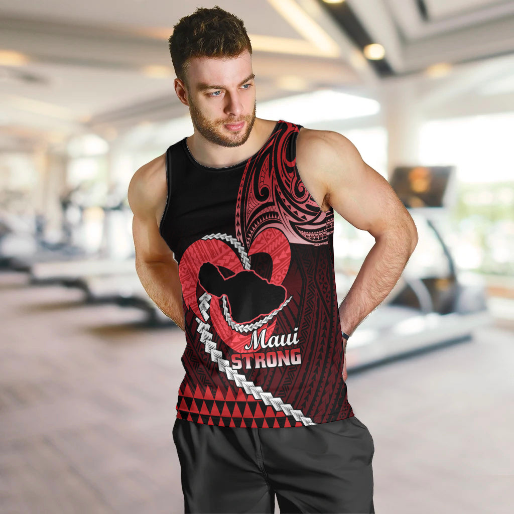 Personalised Hawaii Men Tank Top Maui Be Strong Kakau Red Version LT01 - Polynesian Pride
