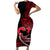 Personalised Hawaii Short Sleeve Bodycon Dress Maui Be Strong Kakau Red Version LT01 Long Dress Red - Polynesian Pride