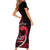 Personalised Hawaii Short Sleeve Bodycon Dress Maui Be Strong Kakau Red Version LT01 - Polynesian Pride