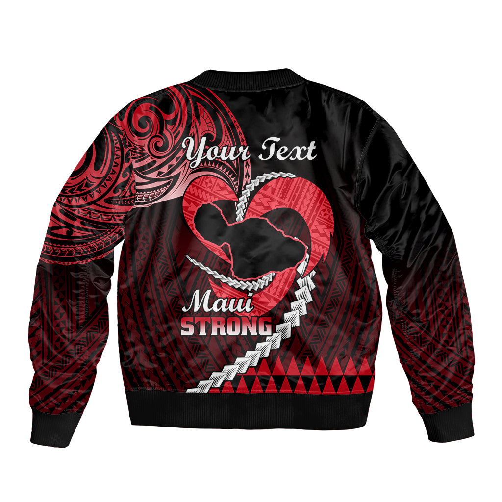 Personalised Hawaii Sleeve Zip Bomber Jacket Maui Be Strong Kakau Red Version LT01 - Polynesian Pride