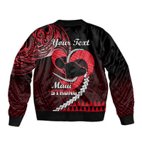 Personalised Hawaii Sleeve Zip Bomber Jacket Maui Be Strong Kakau Red Version LT01 - Polynesian Pride