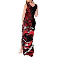 Personalised Hawaii Tank Maxi Dress Maui Be Strong Kakau Red Version LT01 - Polynesian Pride