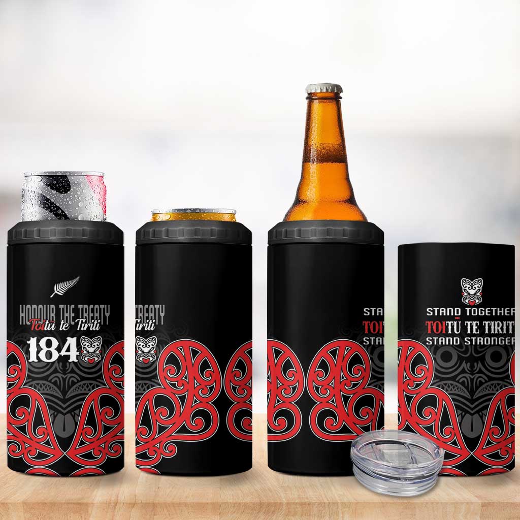 Toitu Te Tiriti 1840 Aotearoa 4 in 1 Can Cooler Tumbler Stand Together Stand Stronger