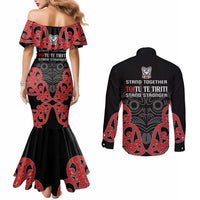 Toitu Te Tiriti 1840 Aotearoa Couples Matching Mermaid Dress and Long Sleeve Button Shirt Stand Together Stand Stronger