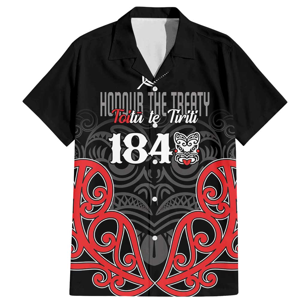 Toitu Te Tiriti 1840 Aotearoa Family Matching Tank Maxi Dress and Hawaiian Shirt Stand Together Stand Stronger LT01 Dad's Shirt - Short Sleeve Black - Polynesian Pride