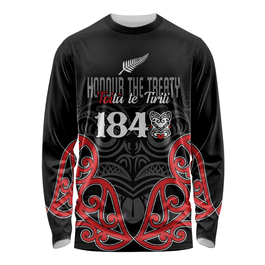 Toitu Te Tiriti 1840 Aotearoa Long Sleeve Shirt Stand Together Stand Stronger LT01 Unisex Black - Polynesian Pride