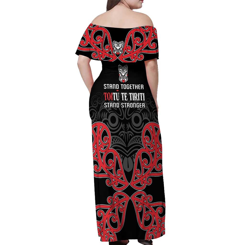 Toitu Te Tiriti 1840 Aotearoa Off Shoulder Maxi Dress Stand Together Stand Stronger LT01 - Polynesian Pride
