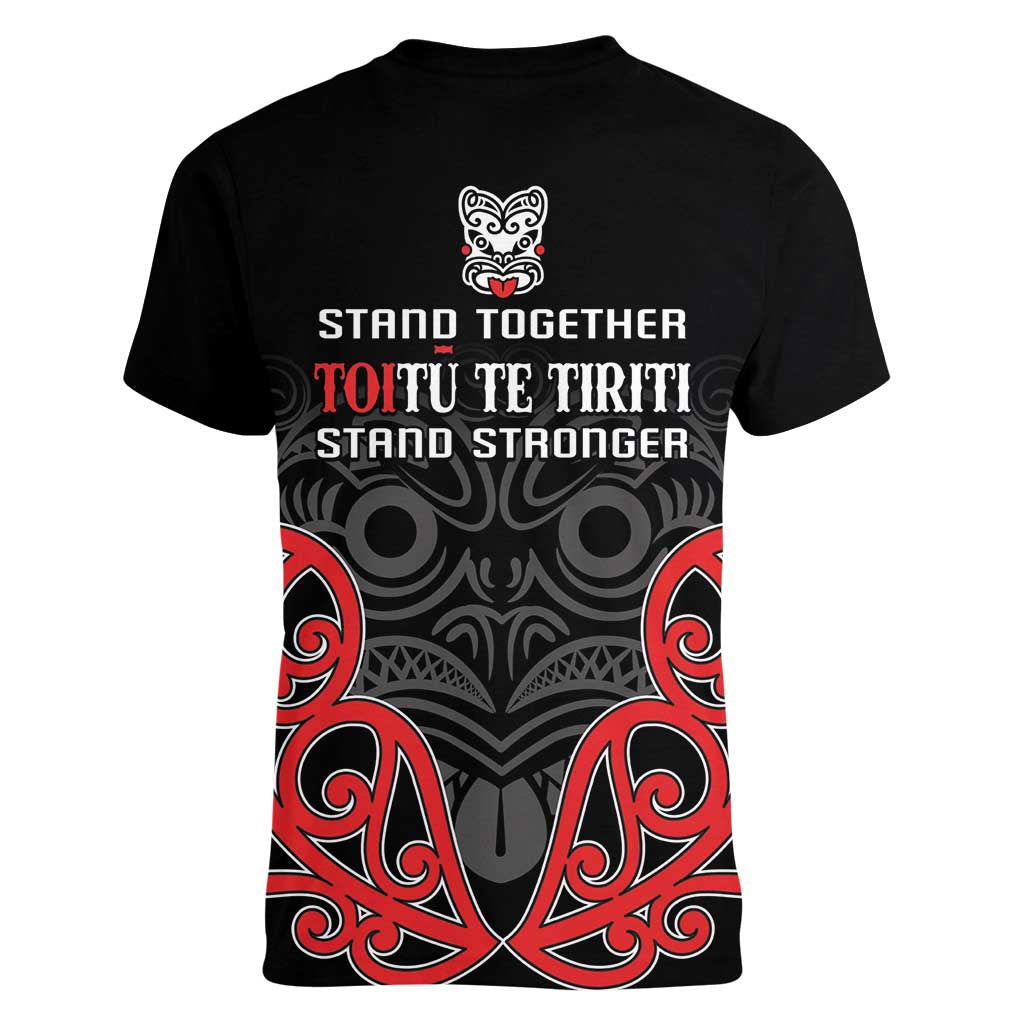 Toitu Te Tiriti 1840 Aotearoa Women V-Neck T-Shirt Stand Together Stand Stronger