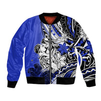 Polynesian Valentine Bomber Jacket Couple Floral Unique Blue Version LT01 Unisex Blue - Polynesian Pride