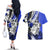 Polynesian Valentine Couples Matching Off The Shoulder Long Sleeve Dress and Hawaiian Shirt Couple Floral Unique Blue Version LT01 - Polynesian Pride