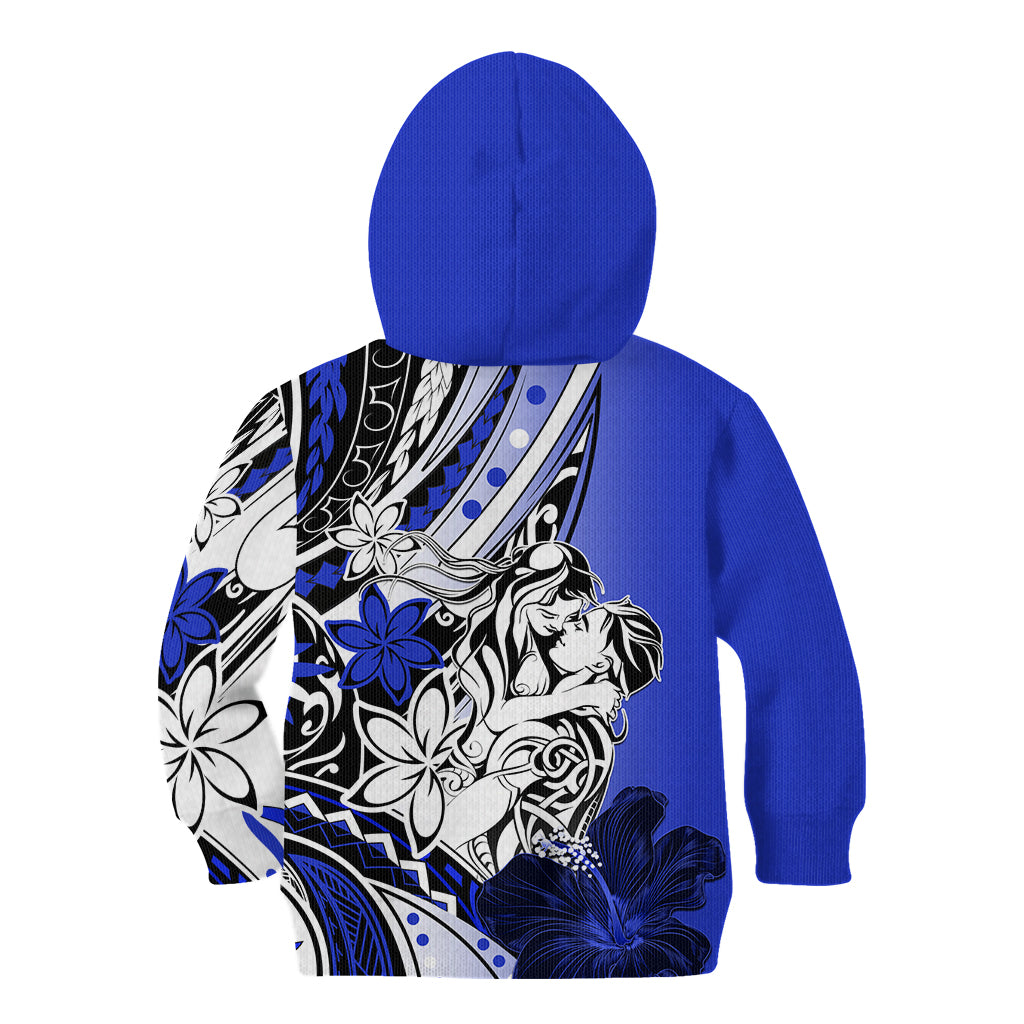 Polynesian Valentine Kid Hoodie Couple Floral Unique Blue Version LT01 - Polynesian Pride
