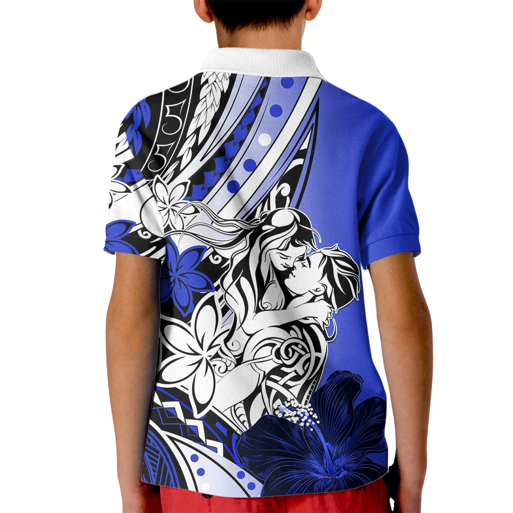 Polynesian Valentine Kid Polo Shirt Couple Floral Unique Blue Version LT01 - Polynesian Pride