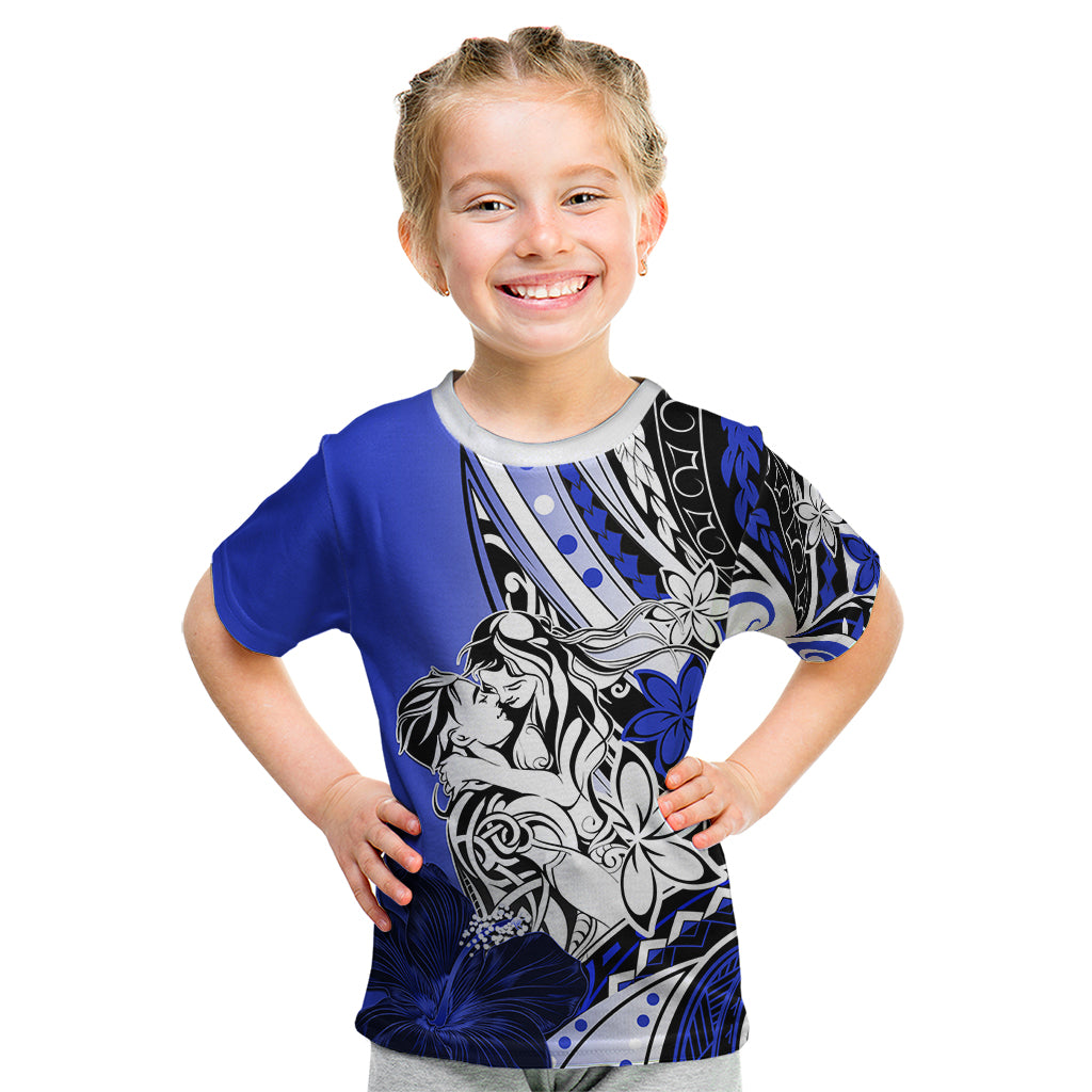 Polynesian Valentine Kid T Shirt Couple Floral Unique Blue Version LT01 Blue - Polynesian Pride