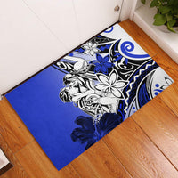 Polynesian Valentine Rubber Doormat Couple Floral Unique Blue Version LT01 Blue - Polynesian Pride
