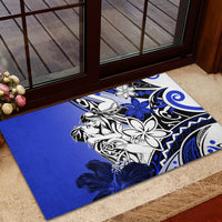 Polynesian Valentine Rubber Doormat Couple Floral Unique Blue Version LT01 - Polynesian Pride
