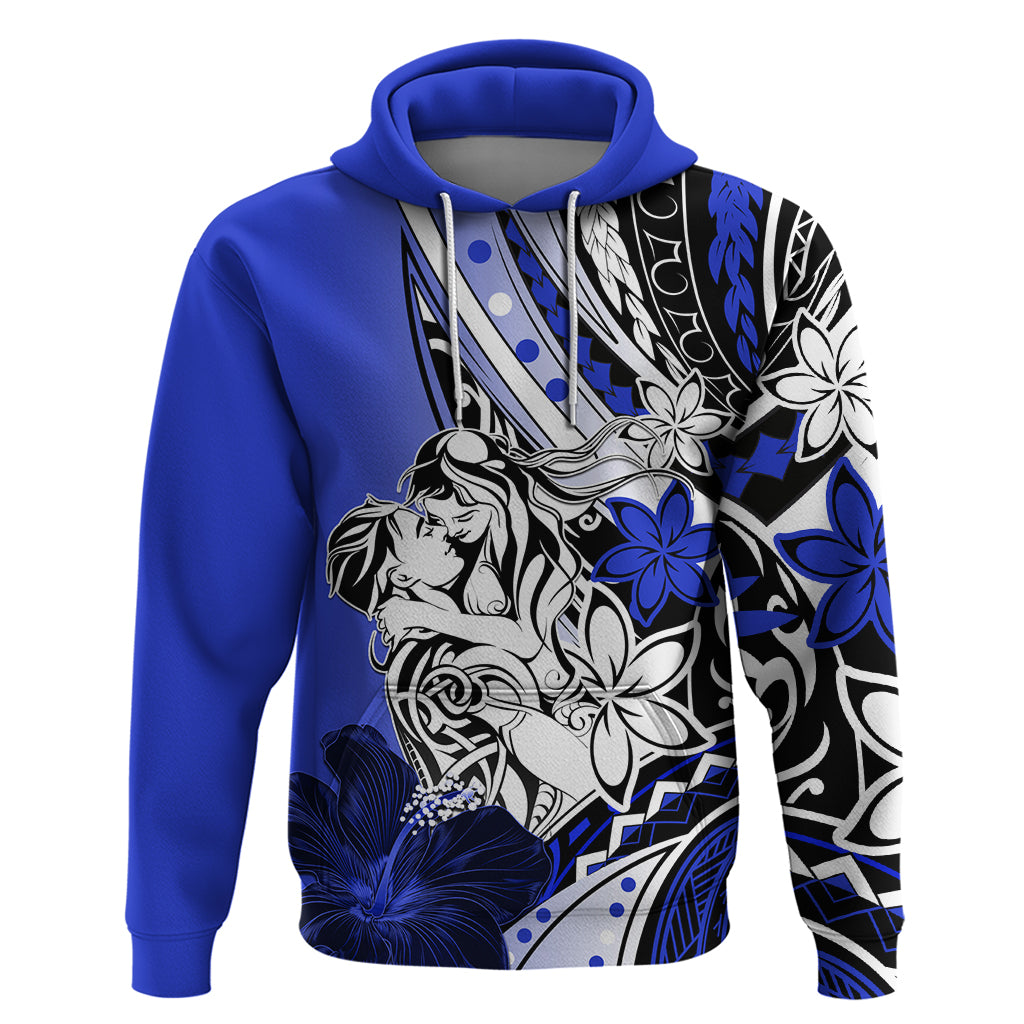 Polynesian Valentine Zip Hoodie Couple Floral Unique Blue Version LT01 Pullover Hoodie Blue - Polynesian Pride