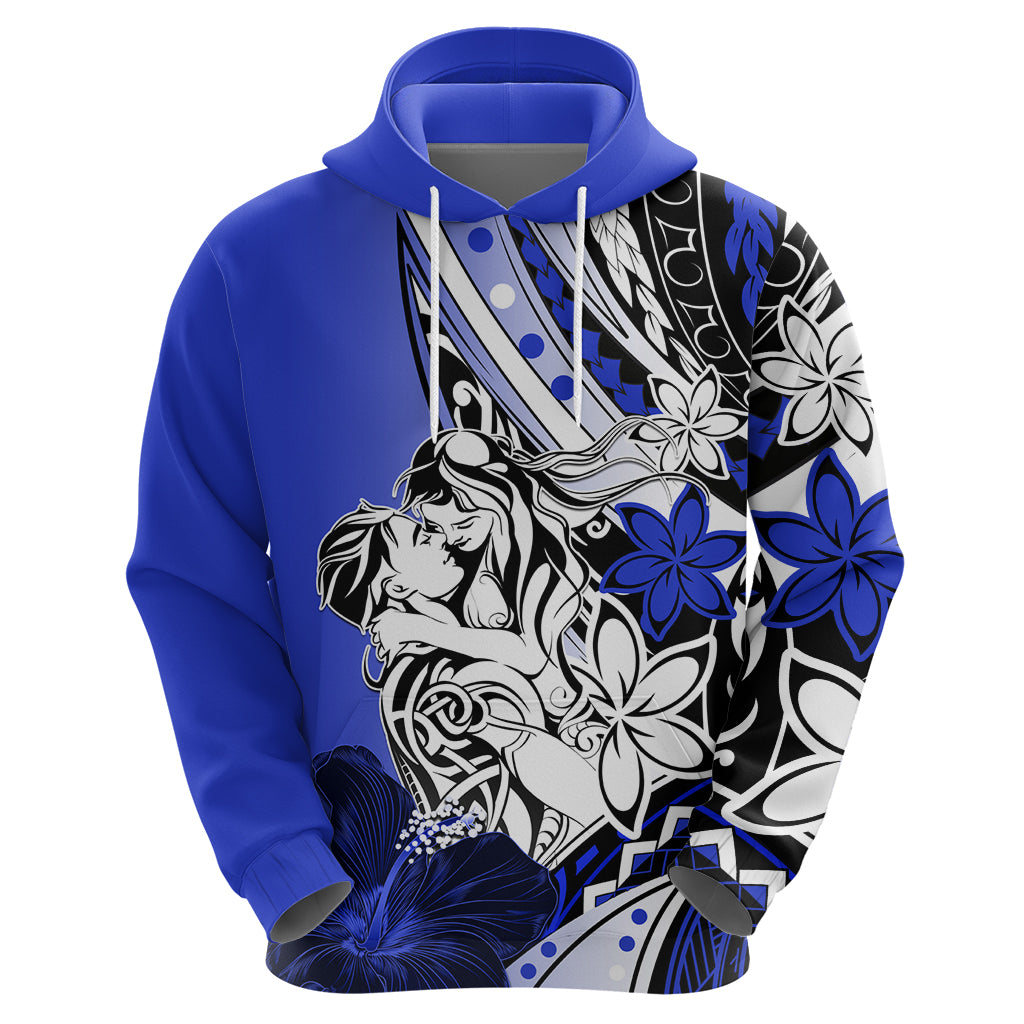 Polynesian Valentine Zip Hoodie Couple Floral Unique Blue Version LT01 - Polynesian Pride