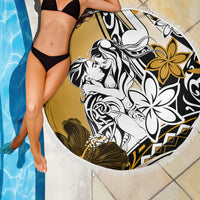 Polynesian Valentine Beach Blanket Couple Floral Unique Gold Version LT01 - Polynesian Pride